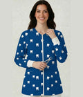 Navy White Teeth Zip-Front Warm-Up Lab Jacket with Ribbed Cuffs