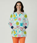 Unisex Dental Care Print Warm-Up Scrub Jacket