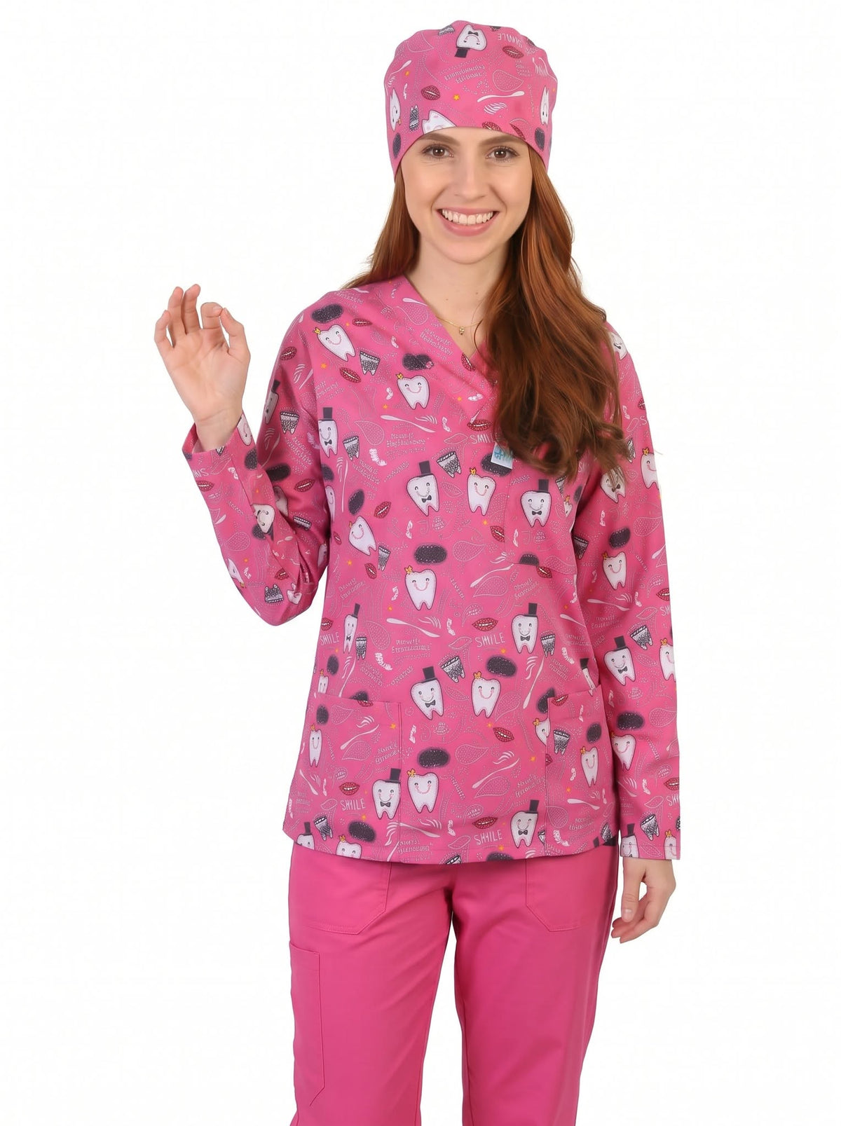 PINK TOOTH MEDICAL SCRUB PRINTED SCRUBS
