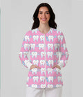 Titanum Teeth Printed Long Sleeve Front Zipper Labcoat
