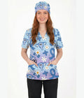 Happy Uterus 3-Pocket STRETCH V-Neck Print Scrub Top