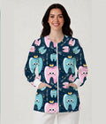 Love Your Teeth Printed Long Sleeve Front Zipper Labcoat
