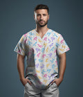 VivaFlex 3-Pocket STRETCH V-Neck Print Scrub Top