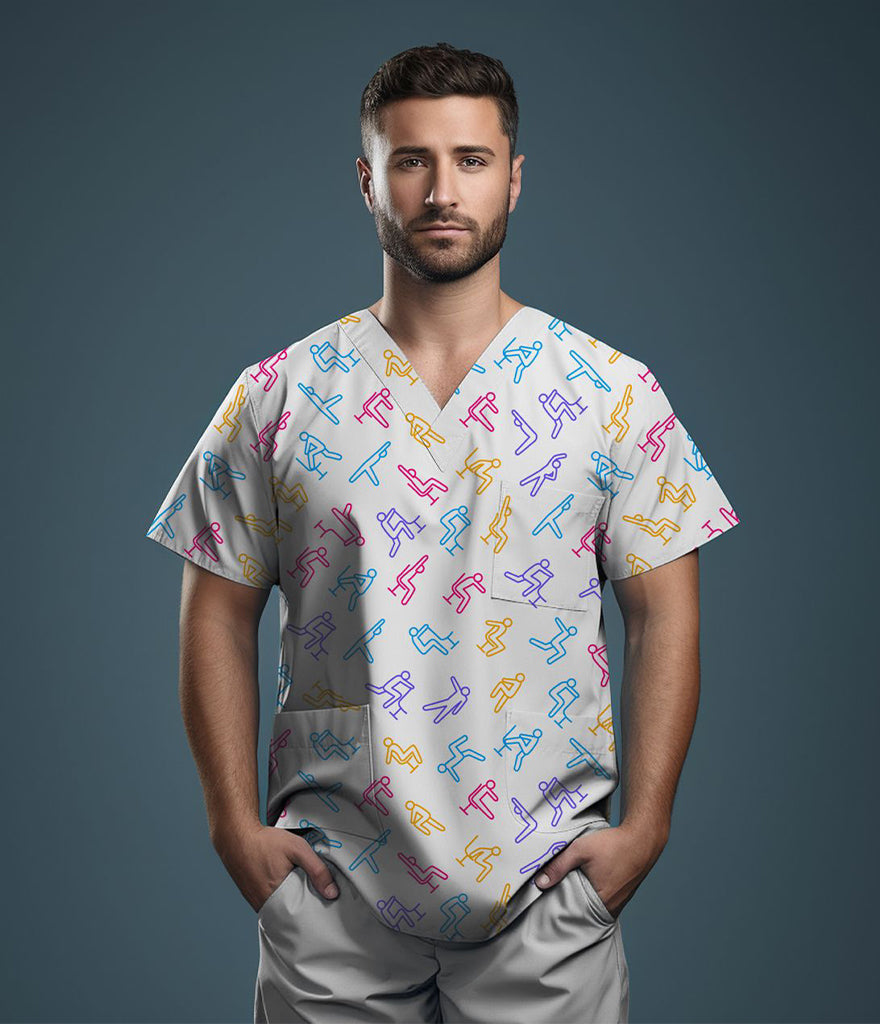 VivaFlex 3-Pocket STRETCH V-Neck Print Scrub Top