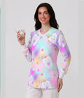 Queen fairy Printed Long Sleeve Front Zipper Labcoat