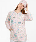 Rinsy Rose Printed Long Sleeve Front Zipper Labcoat