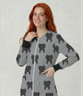 Tooth Tales Dental Printed Long Sleeve Front Zipper Labcoat .