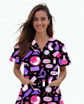 Women's Pharmacy & Medical Science Printed Scrub Top
