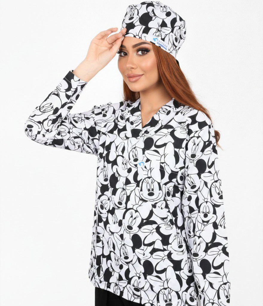 Original minnie mouse 3-Pocket STRETCH V-Neck Print Scrub Top