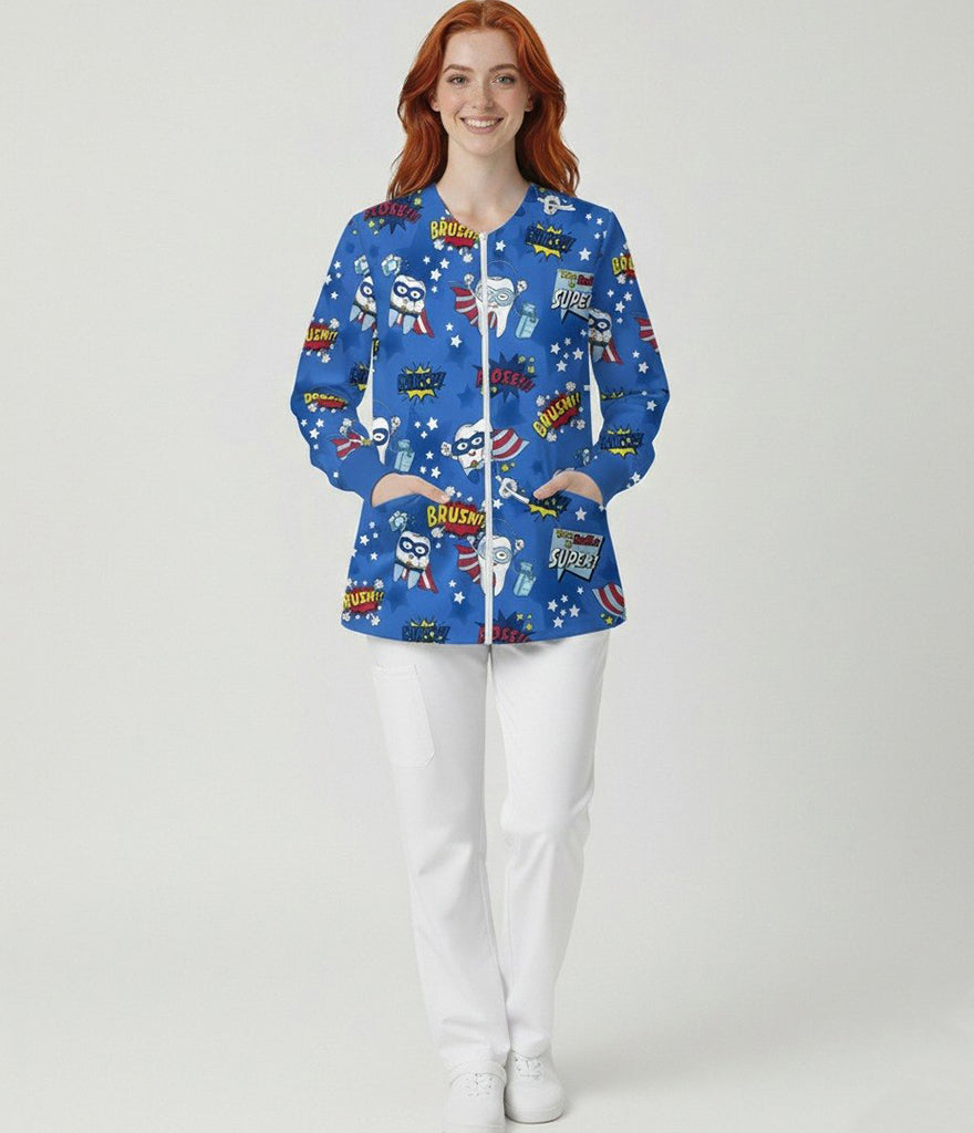 BrushHero Women's Printed Long Sleeve Front Zipper Jacket