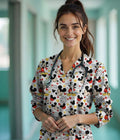 Mickey magic 3-Pocket STRETCH V-Neck Print Scrub Top