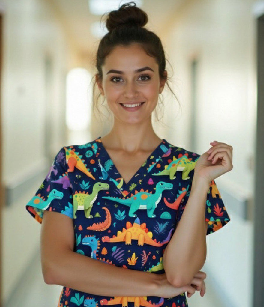 Arlo medical 3-Pocket STRETCH V-Neck Print Scrub Top
