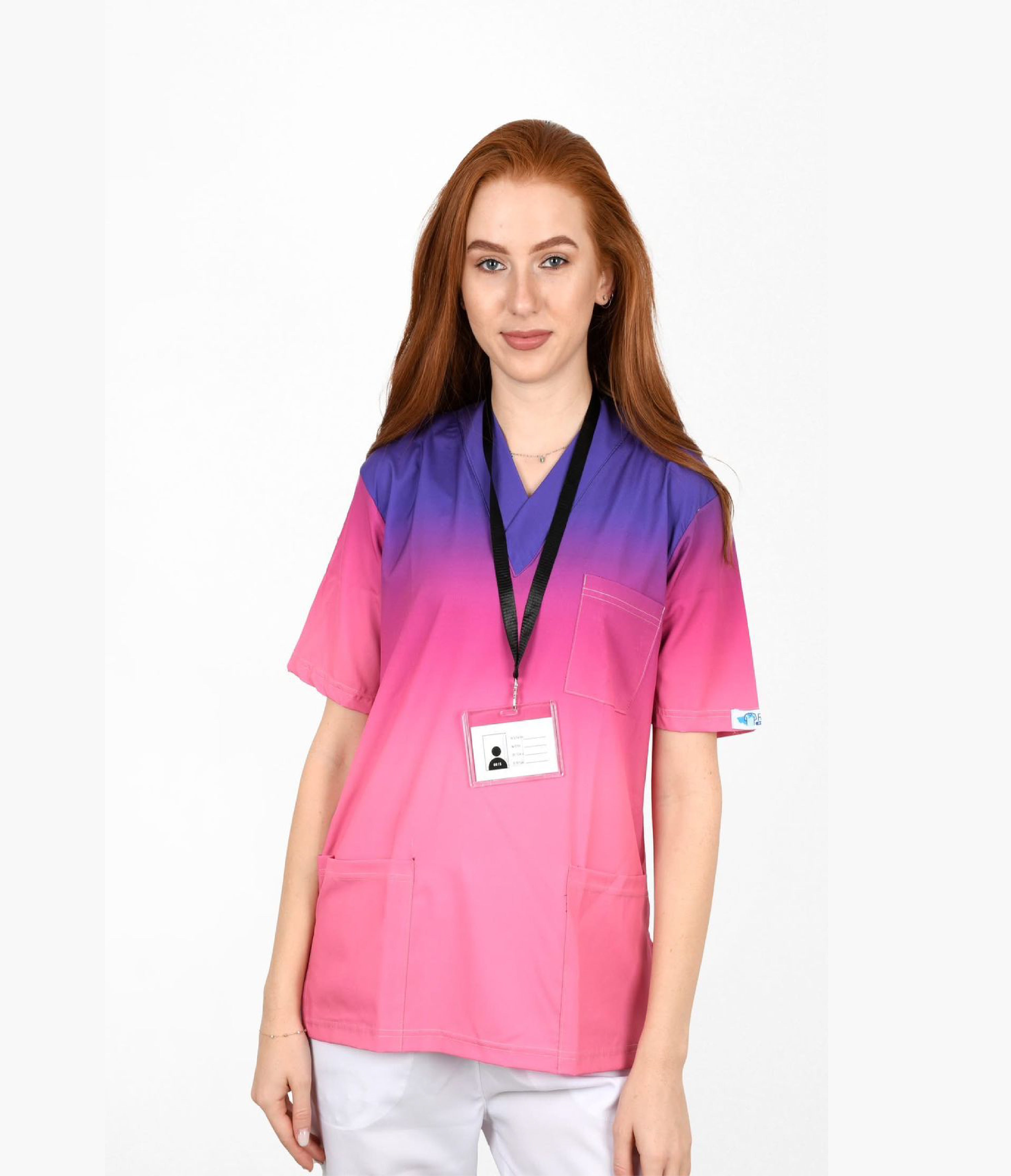 Flamingo  3-Pocket STRETCH V-Neck Print Scrub Top