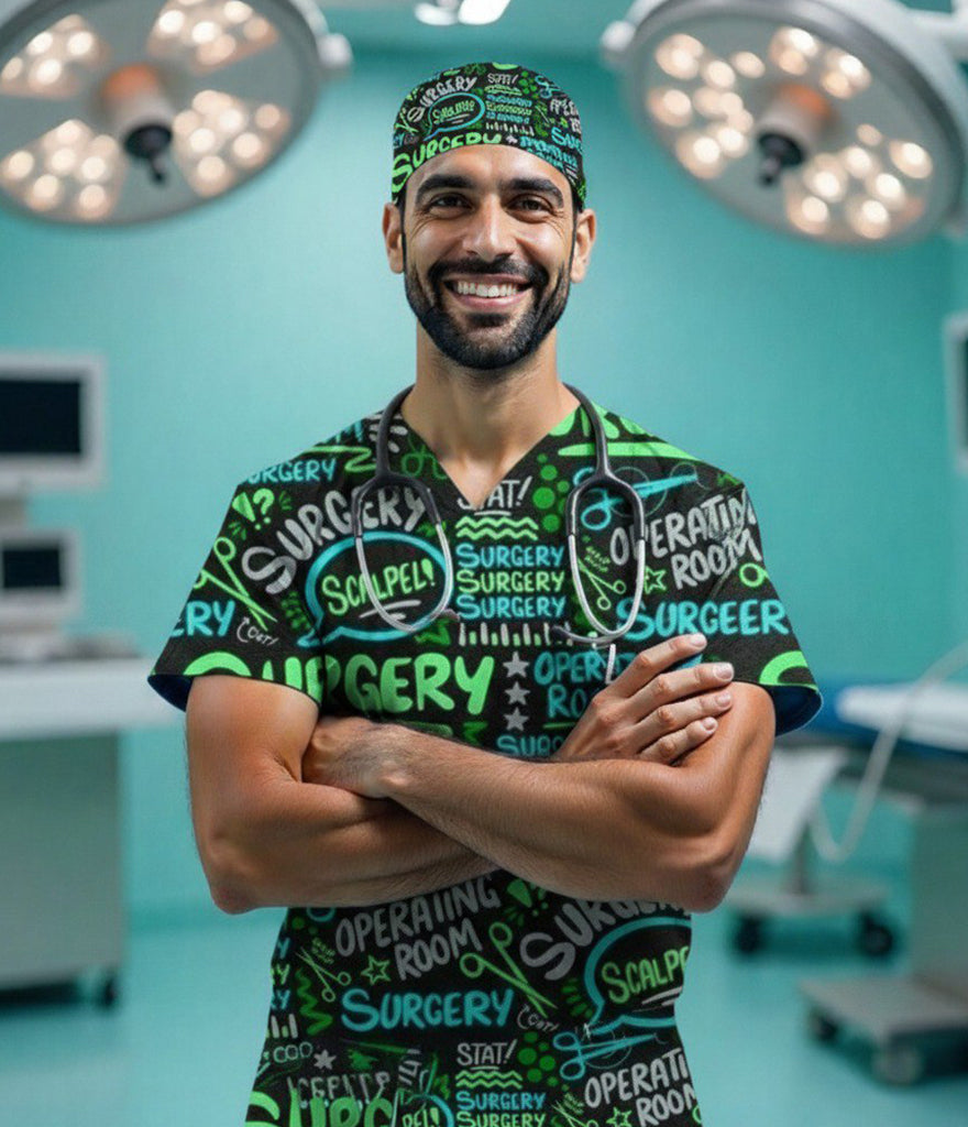 Suture Stars 3-Pocket STRETCH V-Neck Print Scrub Top