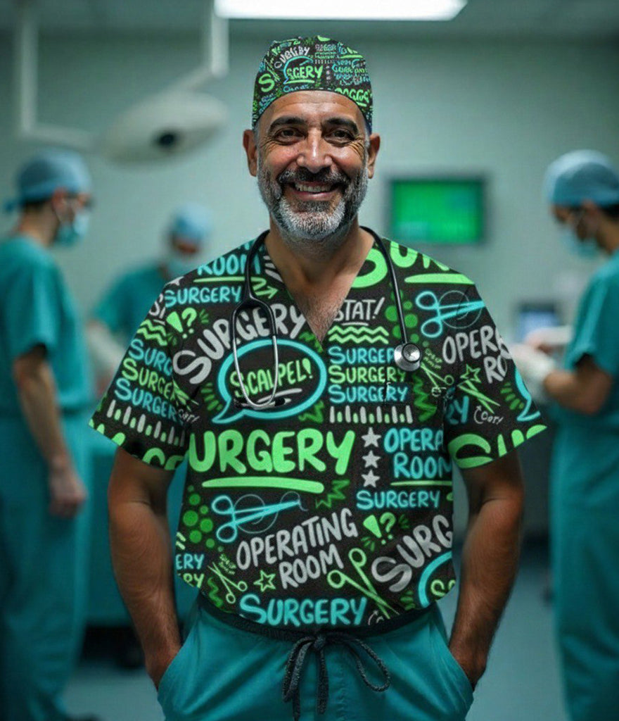 Suture Stars 3-Pocket STRETCH V-Neck Print Scrub Top
